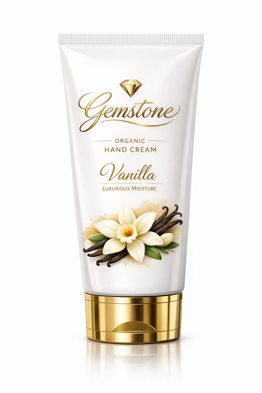 Gemstone Organic Hand Cream – Vanilla (Luxurious Moisture)